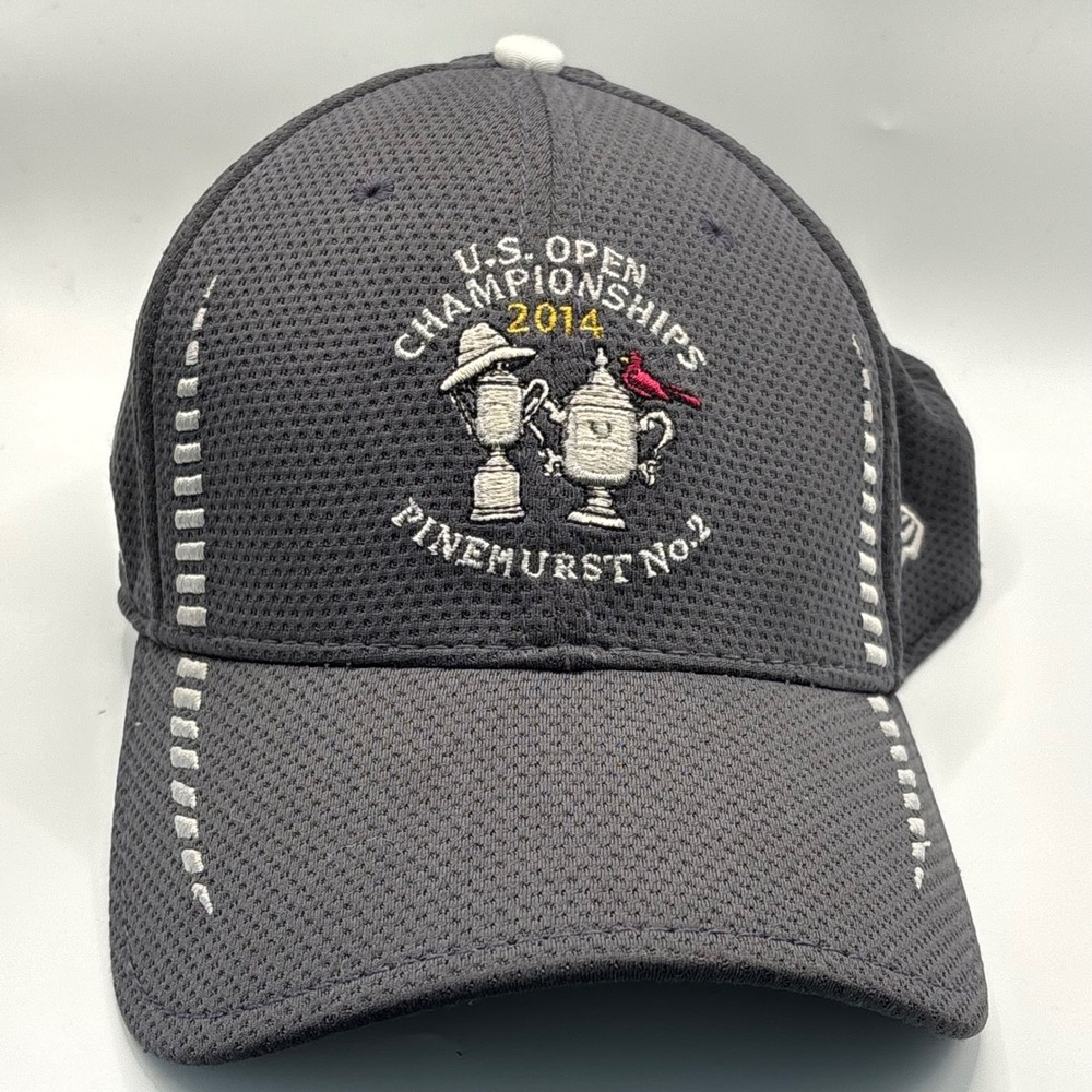 Golf Hat New Era S-M Gray 2014 US Open Pinehurst No 2 39THIRTY Dad Cap Flag